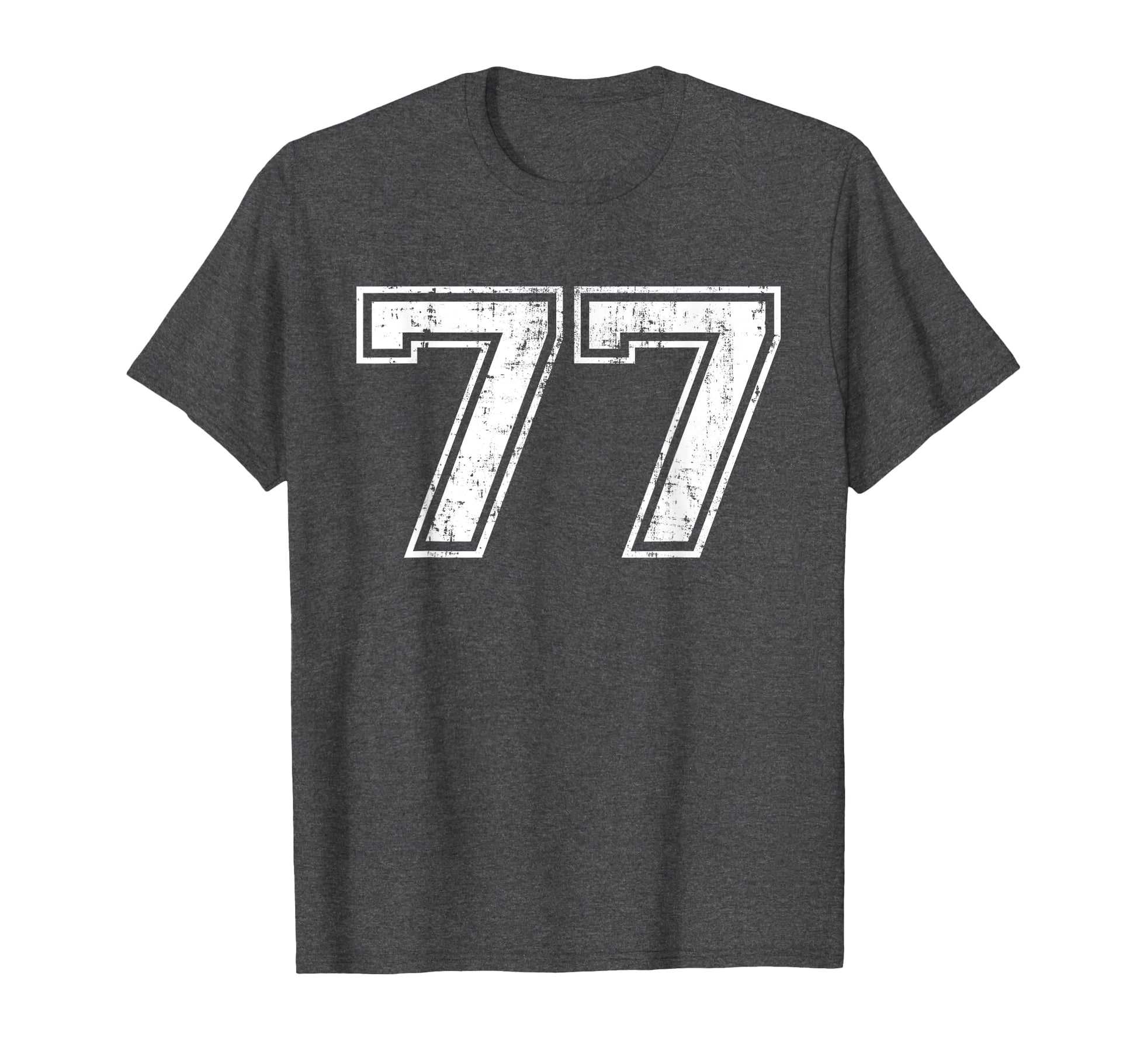 Number 77 Varsity Distressed Sports T-Shirt - Aesthetic Graphic Men Women - T-Shirt, Sweatshirt, Hoodie