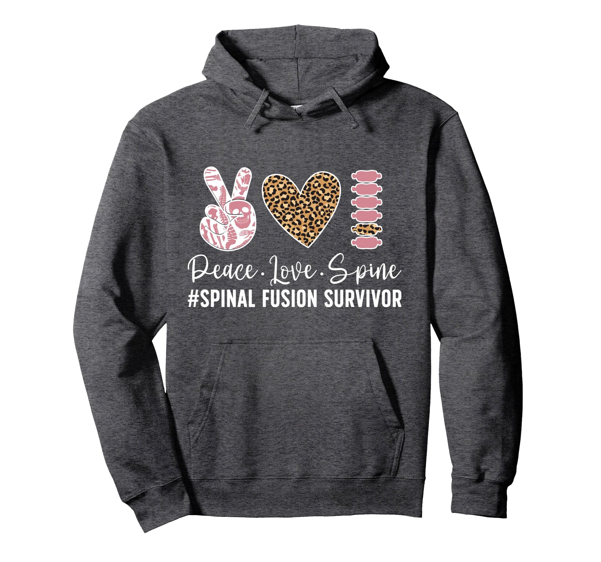 Peace Love Spine Surgery Recovery Back Hoodie - Trendy Graphic Men Women - T-Shirt, Sweatshirt, Hoodie