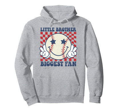Little Brother Biggest Fan Baseball Hoodie - Custom Art Print for Adults - T-Shirt, Sweatshirt, Hoodie