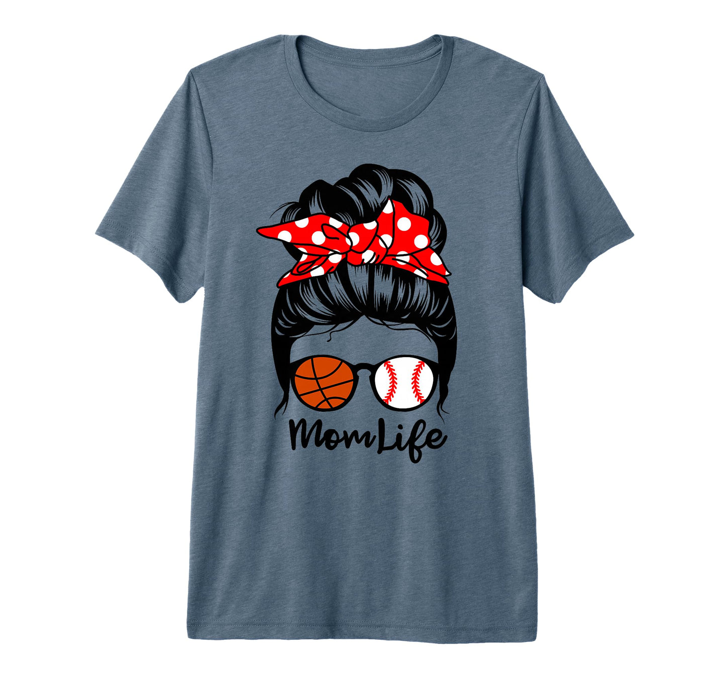 Mom Life Messy Bun Hair Funny T-Shirt - Custom Art Print for Adults - T-Shirt, Sweatshirt, Hoodie