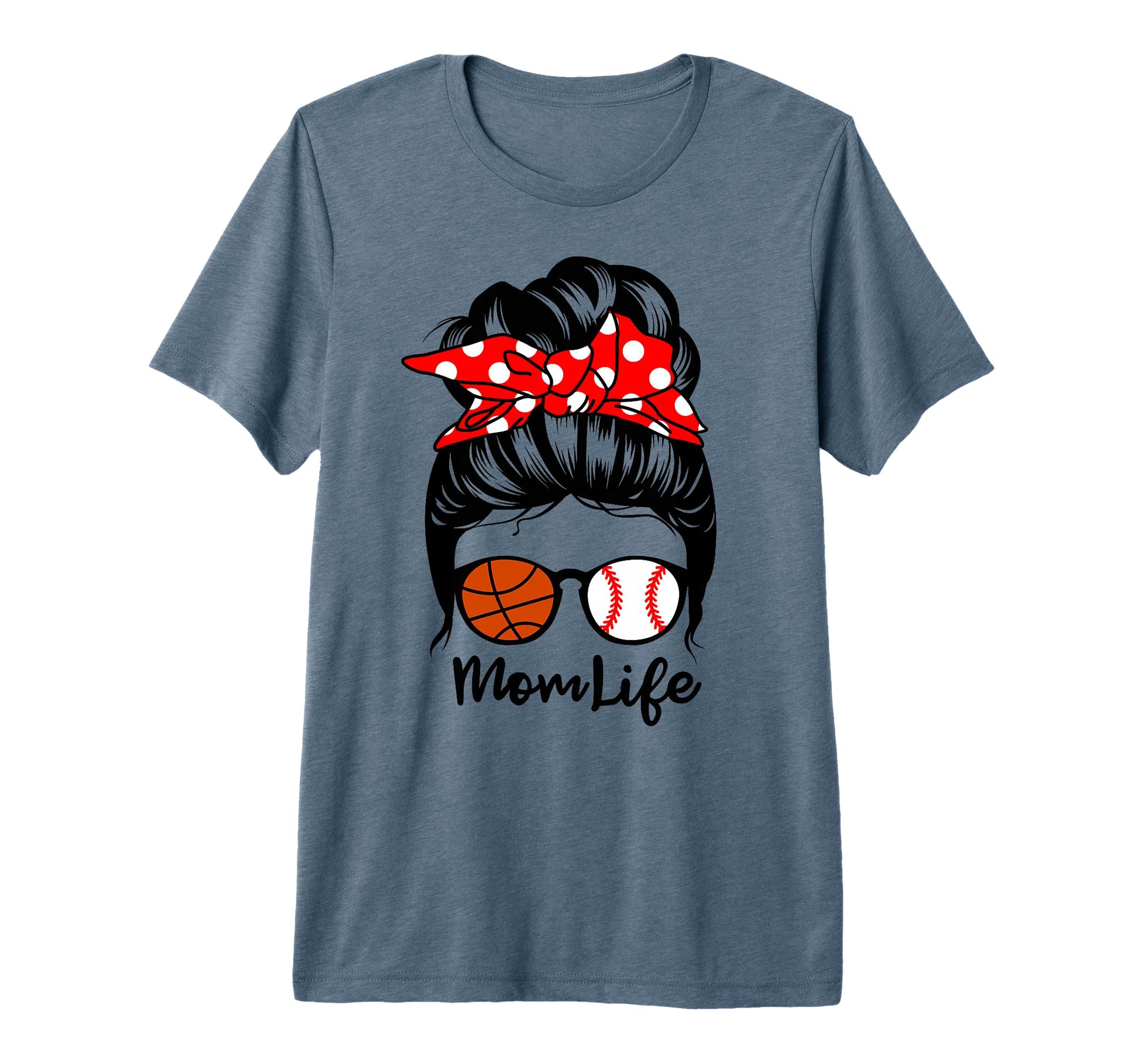 Mom Life Messy Bun Hair Funny T-Shirt - Custom Art Print for Adults - T-Shirt, Sweatshirt, Hoodie