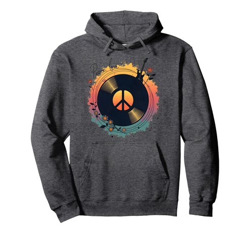 Peace Love Rock N Roll Boho Hippie Vinyl Hoodie - Streetwear Style Unisex - T-Shirt, Sweatshirt, Hoodie