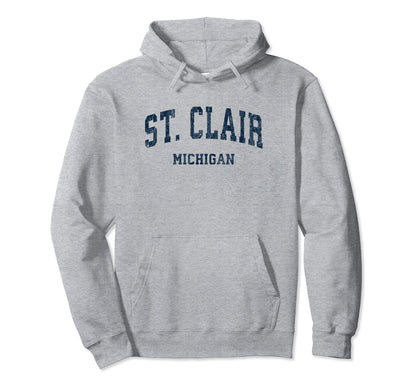 St Clair Michigan Mi Varsity Sports Navy Hoodie - Graphic Print Unisex - T-Shirt, Sweatshirt, Hoodie