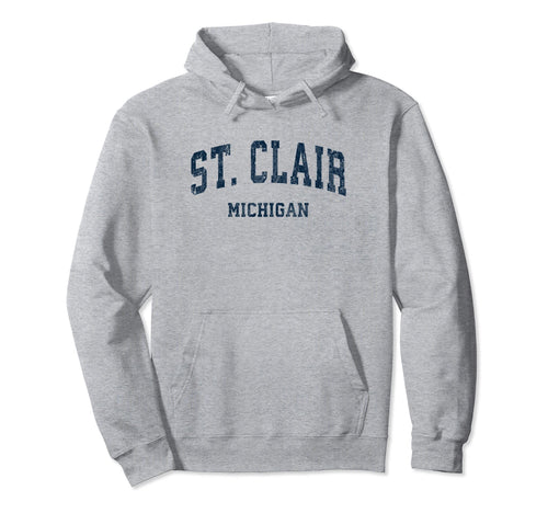 St Clair Michigan Mi Varsity Sports Navy Hoodie - Graphic Print Unisex - T-Shirt, Sweatshirt, Hoodie