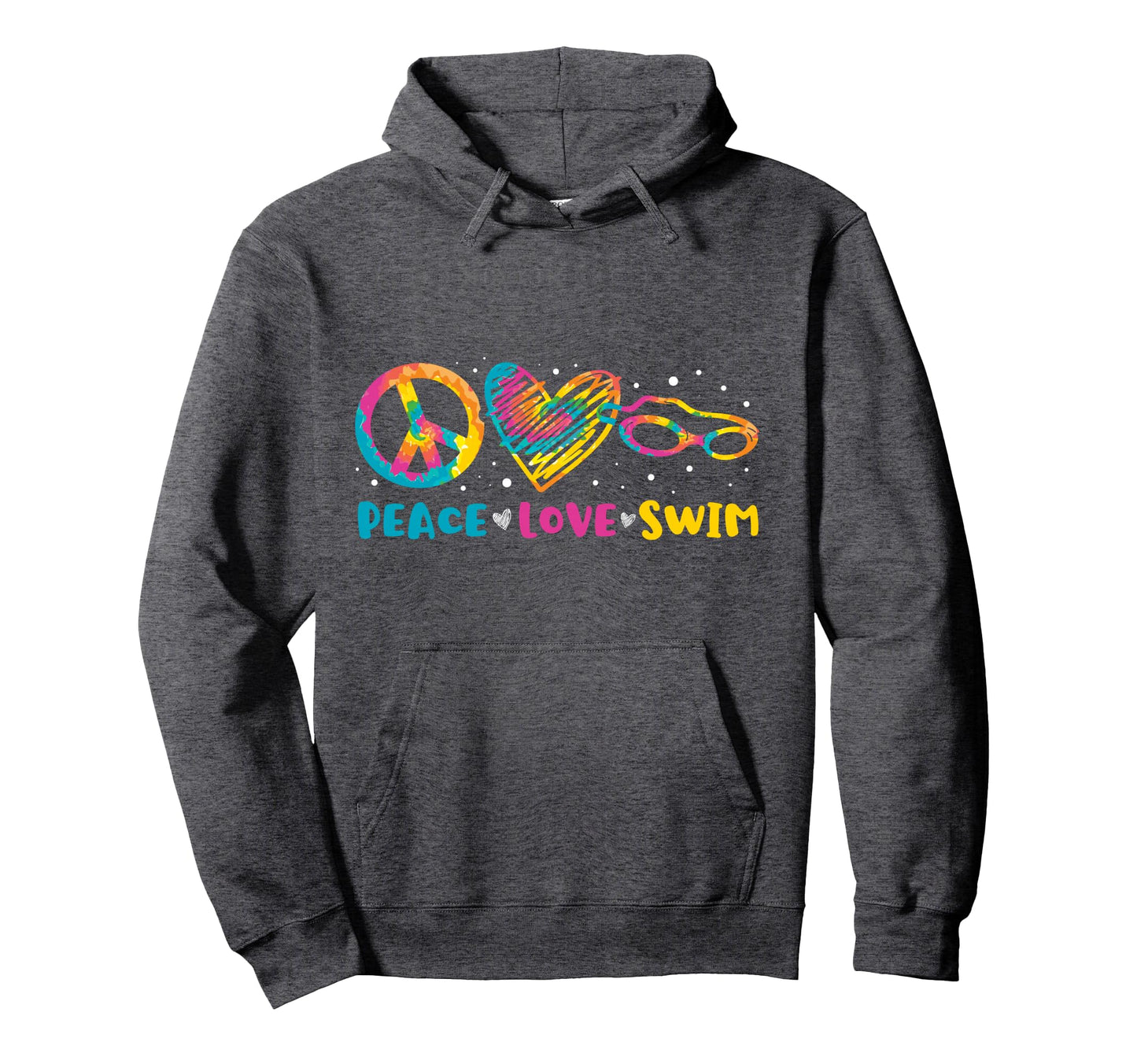 Swimmer Peace Love Swim Funny Swimming Hoodie - Novelty Apparel Men Women - T-Shirt, Sweatshirt, Hoodie