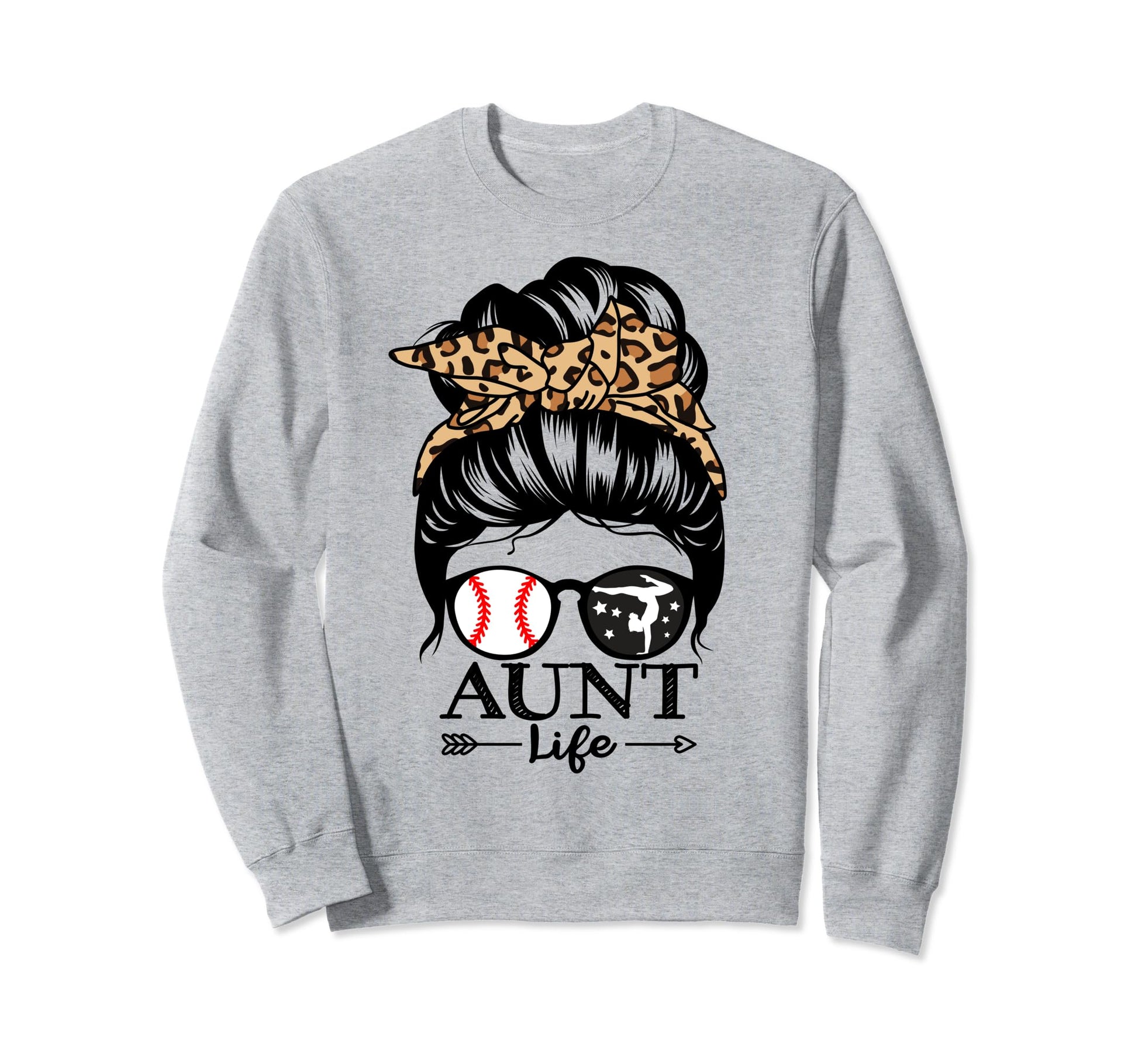 Aunt Life Messy Bun Hair Funny Sweatshirt - Minimalist Print for Adults - T-Shirt, Sweatshirt, Hoodie