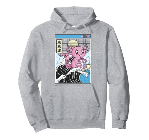 Axolotl Drinking Strawberry Milk Hoodie - Custom Art Print for Adults - T-Shirt, Sweatshirt, Hoodie