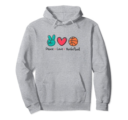 Funny Peace Love Basketball Court Play Hoodie - Aesthetic Graphic Unisex - T-Shirt, Sweatshirt, Hoodie