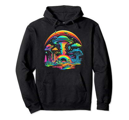 Ufo Funny Alien Mushroom 60S 80S 70S Hoodie - Minimalist Print Unisex - T-Shirt, Sweatshirt, Hoodie