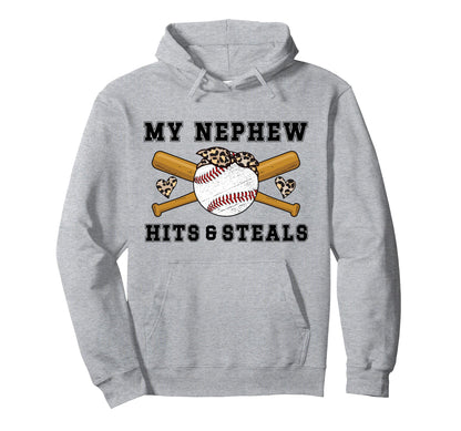 My Nephew Baseball Aunt Baseball Hoodie - Fun Novelty Design Men Women - T-Shirt, Sweatshirt, Hoodie