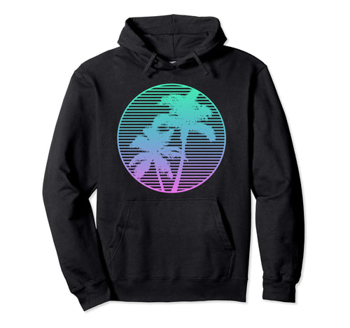 Vaporwave Palm Tree Sunset Aesthetic 80S Hoodie - Custom Art Print Unisex - T-Shirt, Sweatshirt, Hoodie