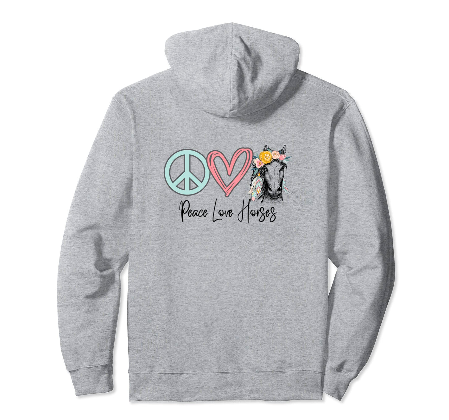 Horse Cowgirls Peace Love Horses Hoodie - Custom Art Print Unisex - T-Shirt, Sweatshirt, Hoodie