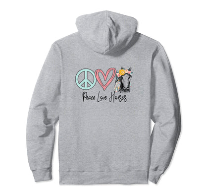 Horse Cowgirls Peace Love Horses Hoodie - Custom Art Print Unisex - T-Shirt, Sweatshirt, Hoodie