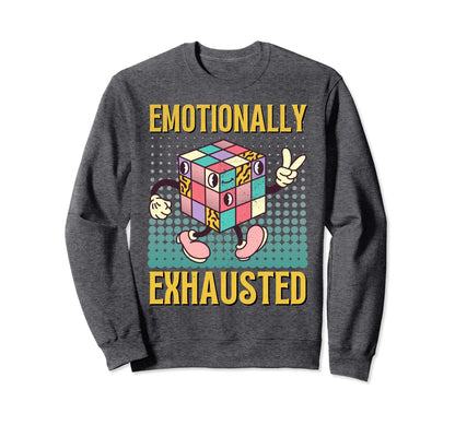 Emotionally Exhausted Rainbow Cartoon Sweatshirt - Custom Art Print Unisex - T-Shirt, Sweatshirt, Hoodie