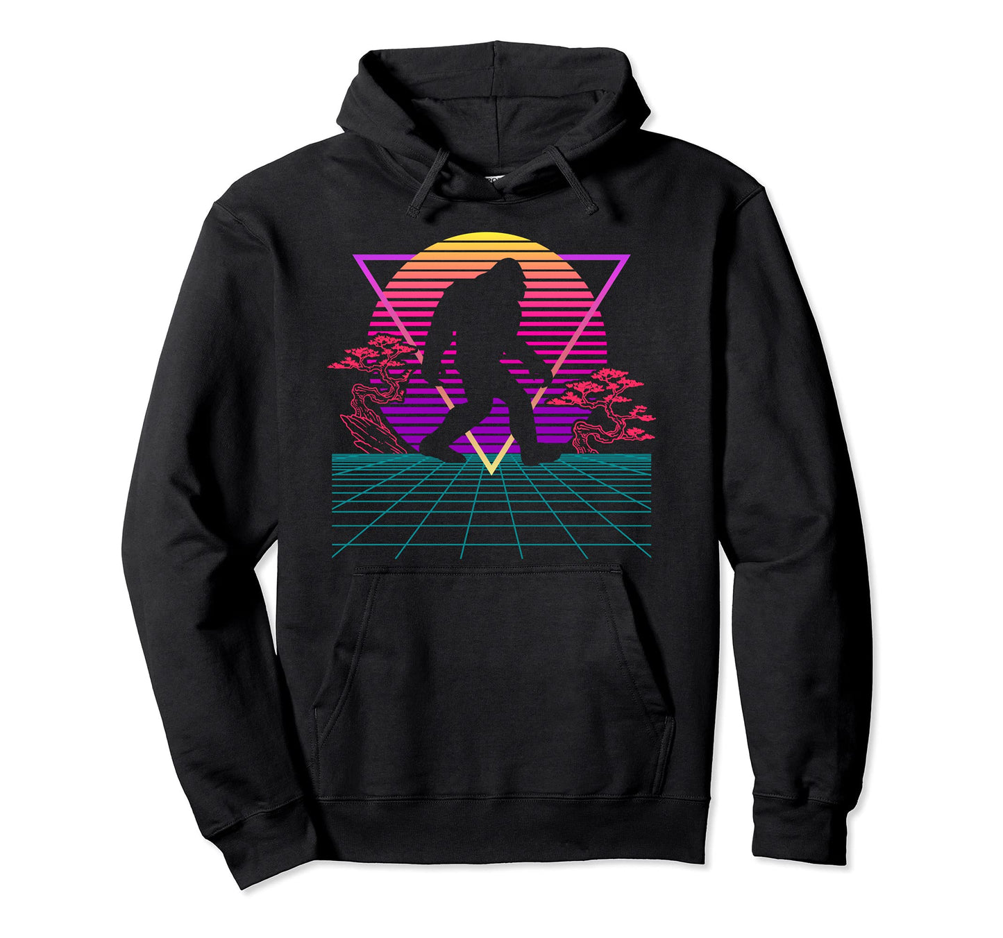 Bigfoot Sasquatch Funny 80S Vaporwave Hoodie - Graphic Print for Adults - T-Shirt, Sweatshirt, Hoodie