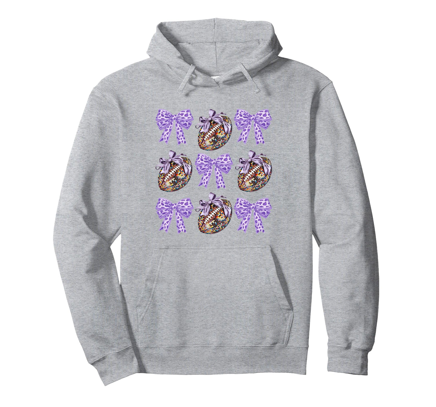 Bow Coquette Football Disco Ball Game Hoodie - Minimalist Print for Adults - T-Shirt, Sweatshirt, Hoodie