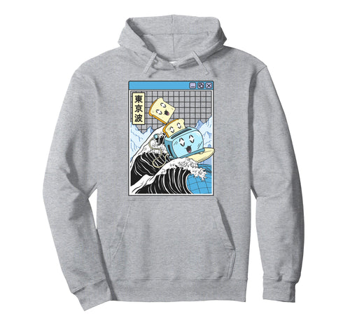 Happy Toaster Surfing Kanagawa Japan Hoodie - Trendy Graphic for Adults - T-Shirt, Sweatshirt, Hoodie