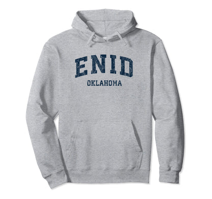 Enid Oklahoma Ok Varsity Sports Navy Hoodie - Aesthetic Graphic Men Women - T-Shirt, Sweatshirt, Hoodie
