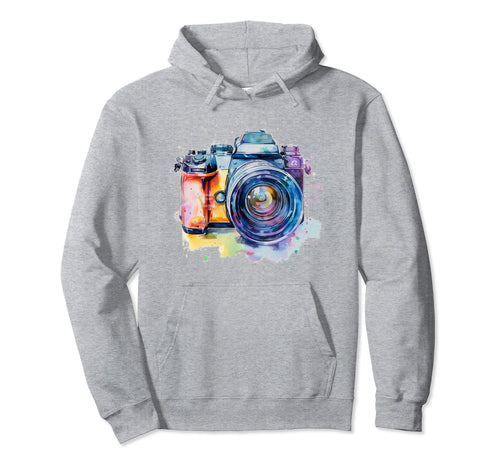 Camera Photography Watercolor Art Hoodie - Aesthetic Graphic Unisex - T-Shirt, Sweatshirt, Hoodie