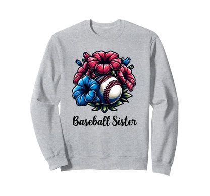 Baseball Sister Coquette Flowers Sweatshirt - Streetwear Style Unisex - T-Shirt, Sweatshirt, Hoodie