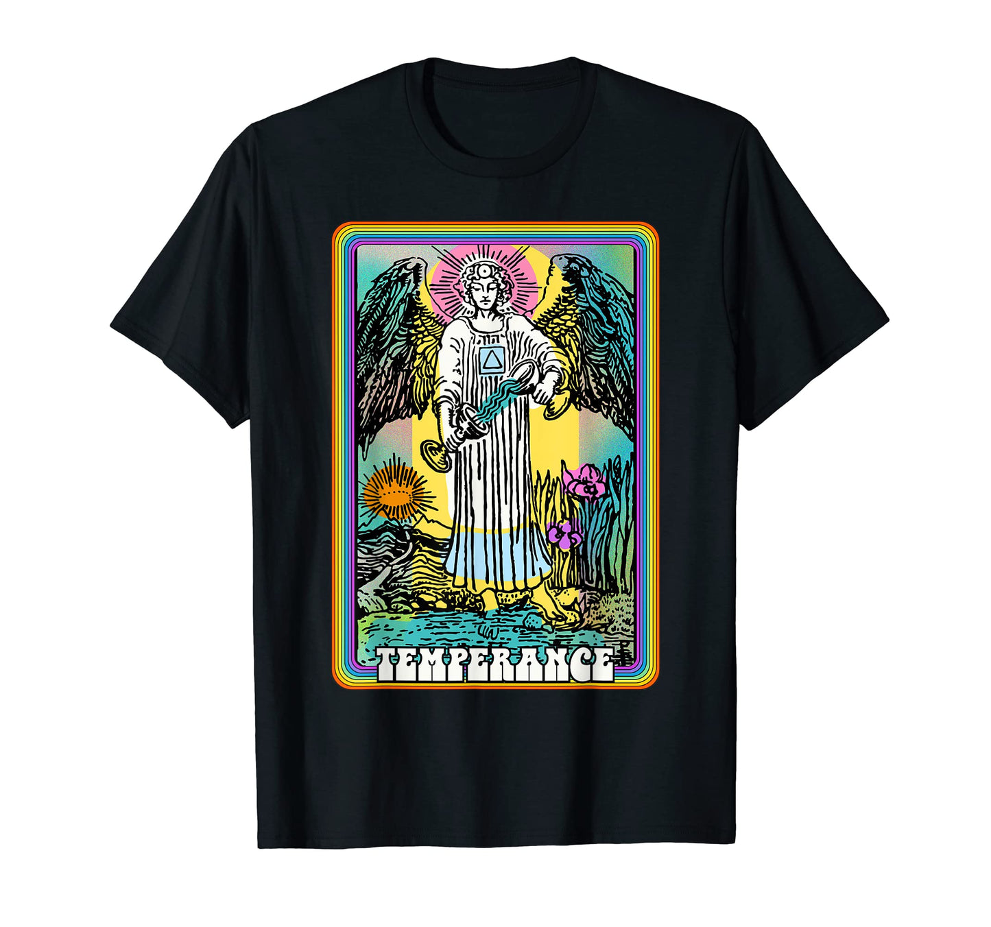 Tarot Card Temperance Angel Groovy Rainbow T-Shirt - Unique Graphic Unisex - T-Shirt, Sweatshirt, Hoodie