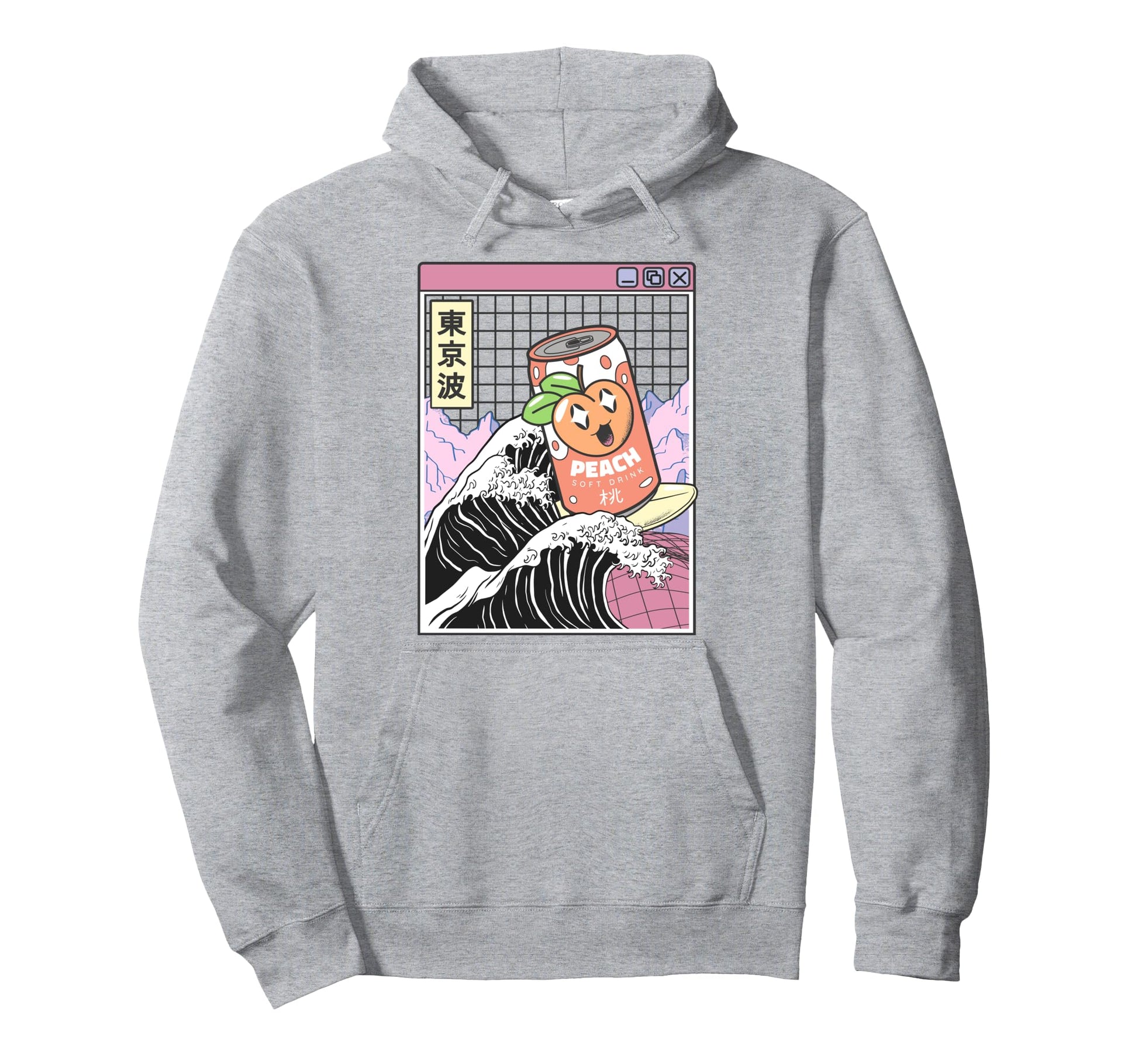 Peach Soda Surfing Kanagawa Wave Japan Hoodie - Graphic Print for Adults - T-Shirt, Sweatshirt, Hoodie