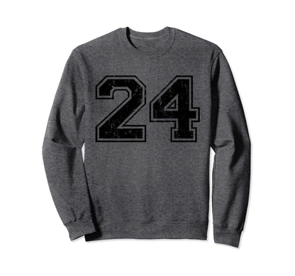 Number 24 Varsity Distressed Sweatshirt - Casual Everyday Wear for Adults - T-Shirt, Sweatshirt, Hoodie
