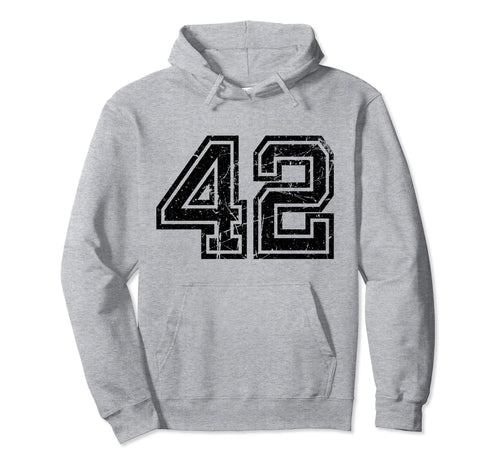 Number 42 Sports Jersey Varsity Lucky Hoodie - Minimalist Print Unisex - T-Shirt, Sweatshirt, Hoodie