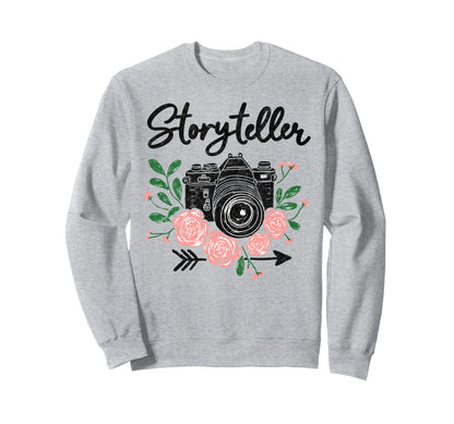 Photo Camera Flowers Storyteller Sweatshirt - Fun Novelty Design Unisex - T-Shirt, Sweatshirt, Hoodie