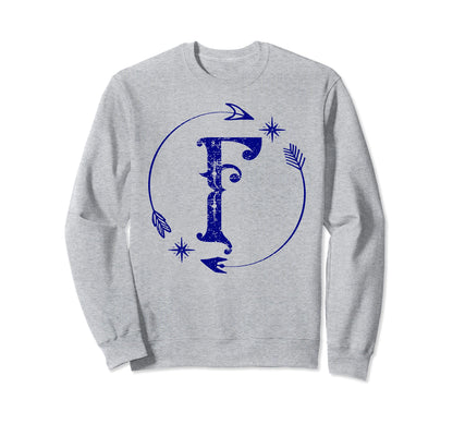 Initial F Monogram Boho Name Sweatshirt - Casual Everyday Wear for Adults - T-Shirt, Sweatshirt, Hoodie