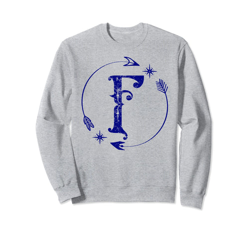 Initial F Monogram Boho Name Sweatshirt - Casual Everyday Wear for Adults - T-Shirt, Sweatshirt, Hoodie