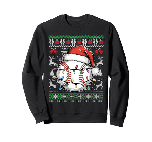 Baseball Lover Santa Baseball Sweatshirt - Casual Everyday Wear Men Women - T-Shirt, Sweatshirt, Hoodie
