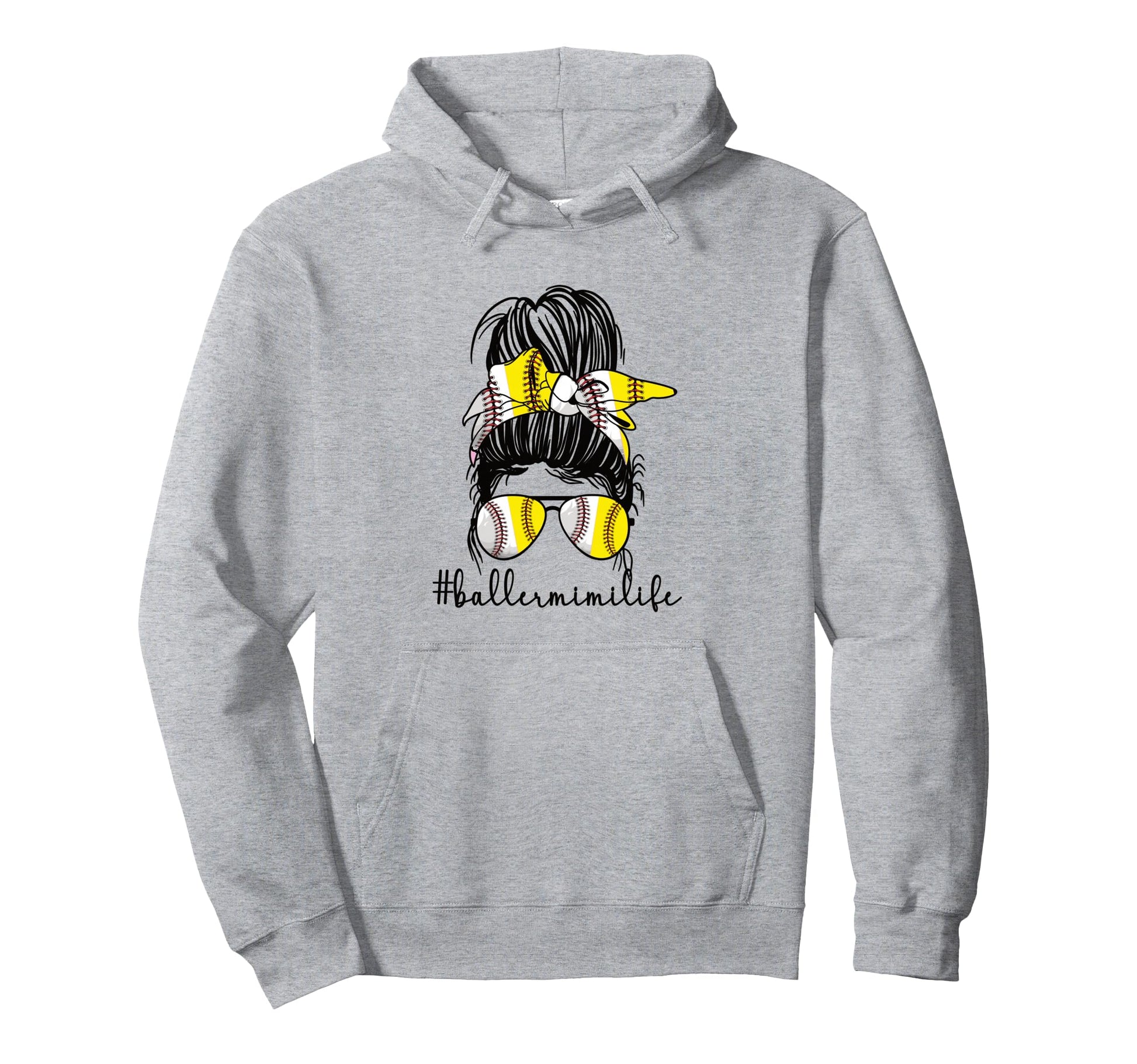 Baller Mimi Life Softball Baseball Mimi Hoodie - Graphic Print for Adults - T-Shirt, Sweatshirt, Hoodie