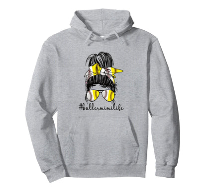 Baller Mimi Life Softball Baseball Mimi Hoodie - Graphic Print for Adults - T-Shirt, Sweatshirt, Hoodie