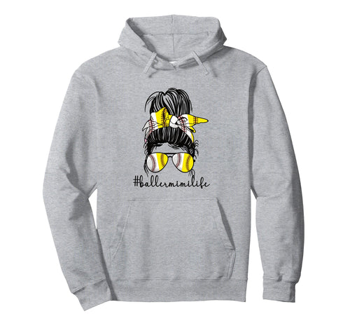 Baller Mimi Life Softball Baseball Mimi Hoodie - Graphic Print for Adults - T-Shirt, Sweatshirt, Hoodie