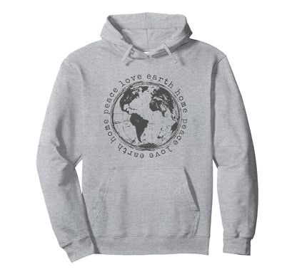 Earth Day Minimalist Peace Love Earth Home Hoodie - Minimalist Print Unisex - T-Shirt, Sweatshirt, Hoodie
