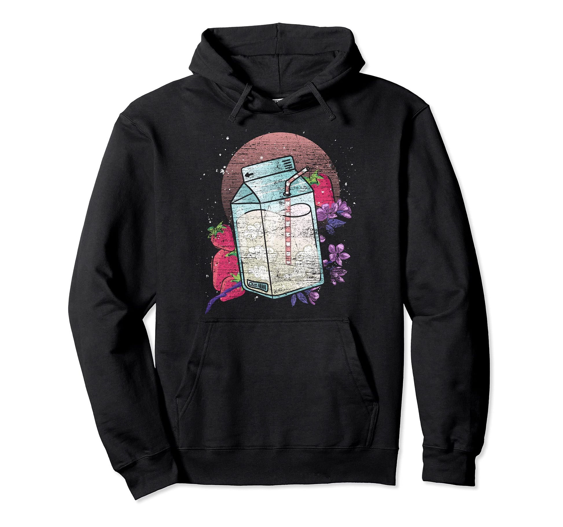 Anime Strawberry Milk Shake Carton Hoodie - Casual Everyday Wear Unisex - T-Shirt, Sweatshirt, Hoodie