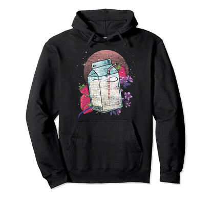 Anime Strawberry Milk Shake Carton Hoodie - Casual Everyday Wear Unisex - T-Shirt, Sweatshirt, Hoodie