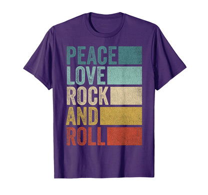 Rocknroll Music Peace Love Rock And T-Shirt - Novelty Apparel for Adults - T-Shirt, Sweatshirt, Hoodie