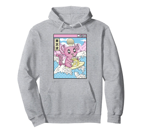 Surfing Axolotl Drinking Banana Milk Hoodie - Streetwear Style for Adults - T-Shirt, Sweatshirt, Hoodie