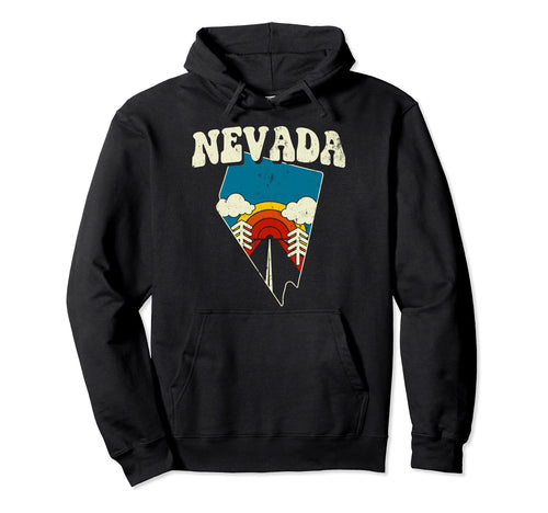 Nevada State Rainbow Hippie 70S Map Hoodie - Fun Novelty Design Unisex - T-Shirt, Sweatshirt, Hoodie