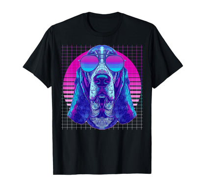 Basset Hound Sunglasses Dog Vaporwave T-Shirt - Graphic Print Men Women - T-Shirt, Sweatshirt, Hoodie