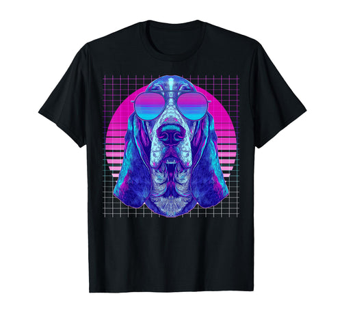 Basset Hound Sunglasses Dog Vaporwave T-Shirt - Graphic Print Men Women - T-Shirt, Sweatshirt, Hoodie
