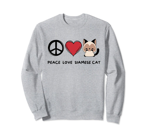Kawaii Siamese Cat Lover Peace Sweatshirt - Casual Everyday Wear Unisex - T-Shirt, Sweatshirt, Hoodie
