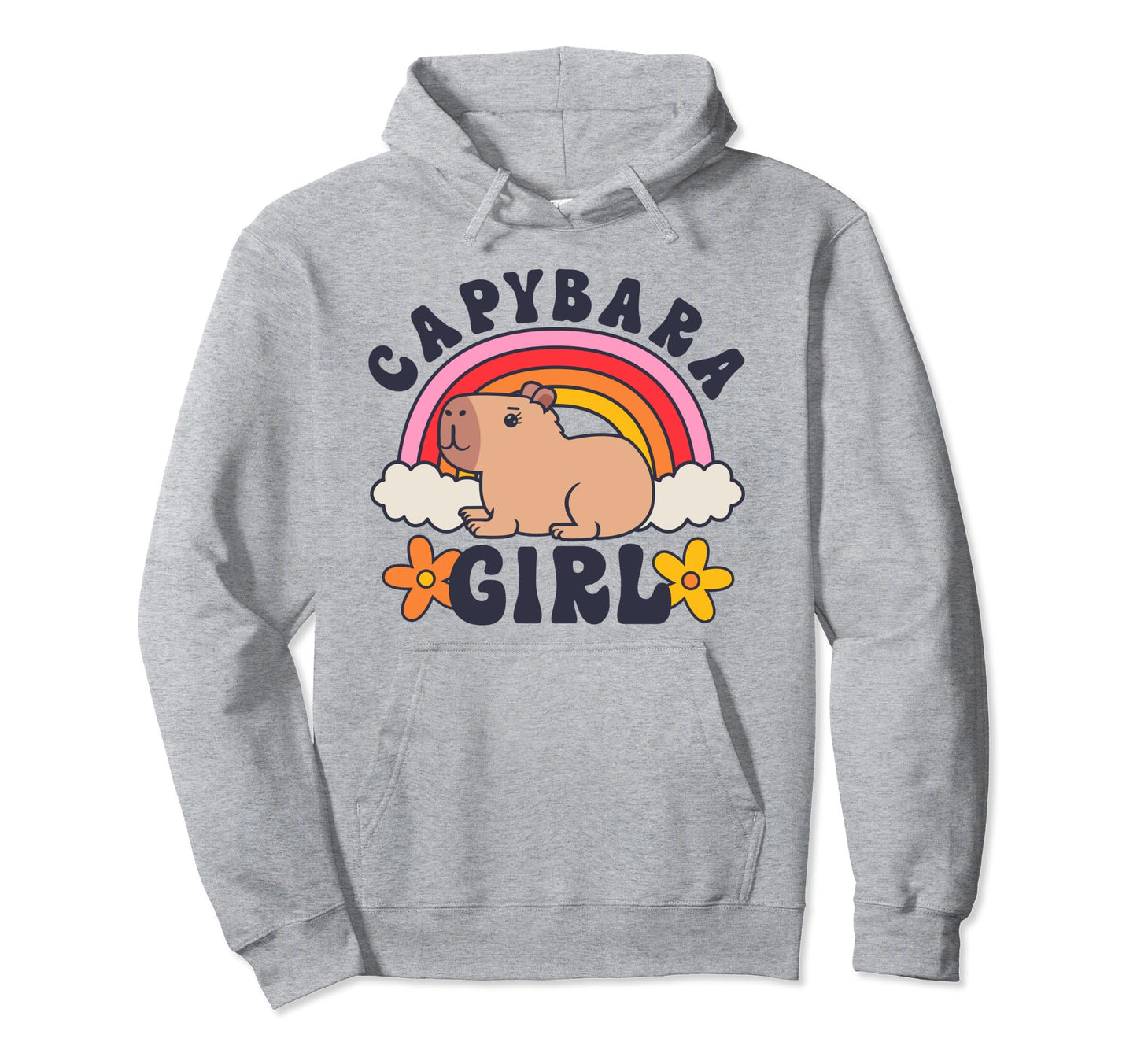 Capybara Rodent Animal Daisy Flowers Hoodie - Aesthetic Graphic Men Women - T-Shirt, Sweatshirt, Hoodie