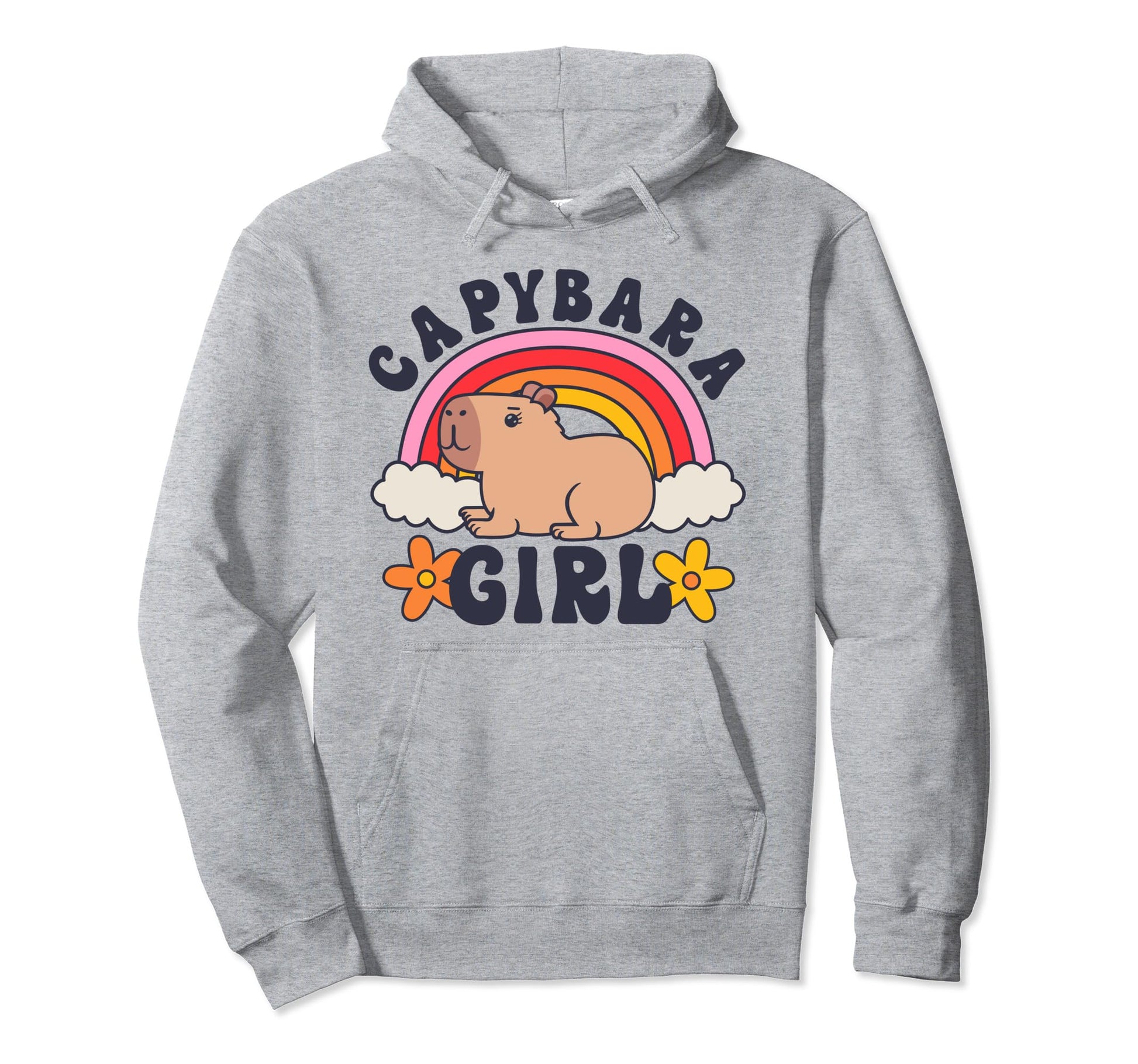 Capybara Rodent Animal Daisy Flowers Hoodie - Aesthetic Graphic Men Women - T-Shirt, Sweatshirt, Hoodie