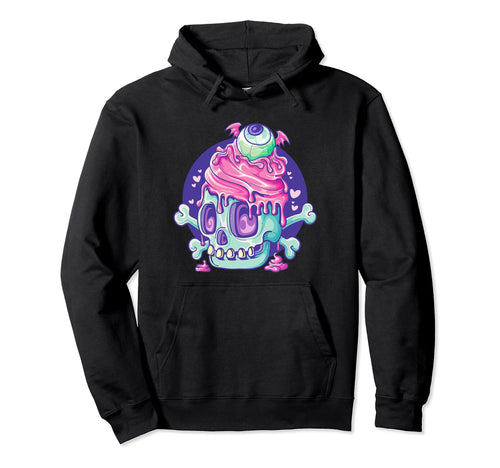 Kawaii Pastel Goth Creepy Cupcake Skull Hoodie - Novelty Apparel Unisex - T-Shirt, Sweatshirt, Hoodie
