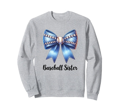 Baseball Sister Coquette Bow Cheer Sweatshirt - Graphic Print Unisex - T-Shirt, Sweatshirt, Hoodie