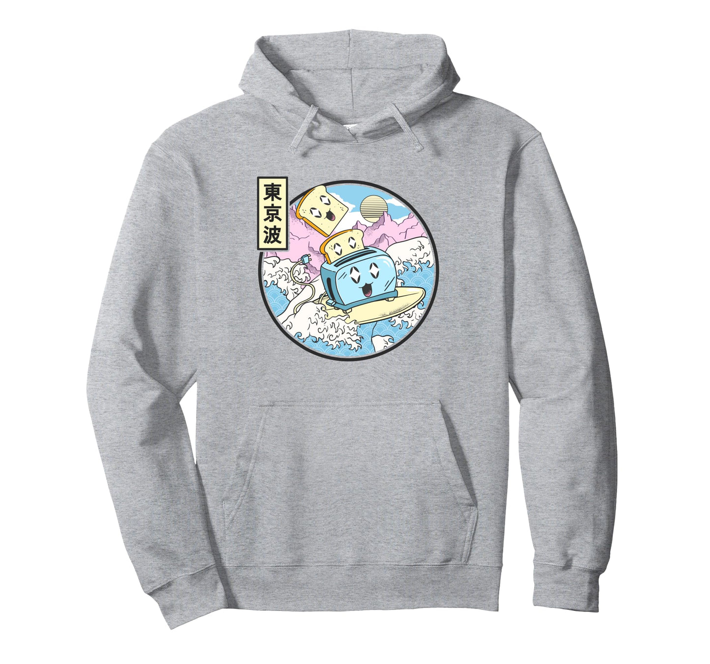 Surfing Toaster Japan Waves Kawaii Hoodie - Graphic Print Men Women - T-Shirt, Sweatshirt, Hoodie