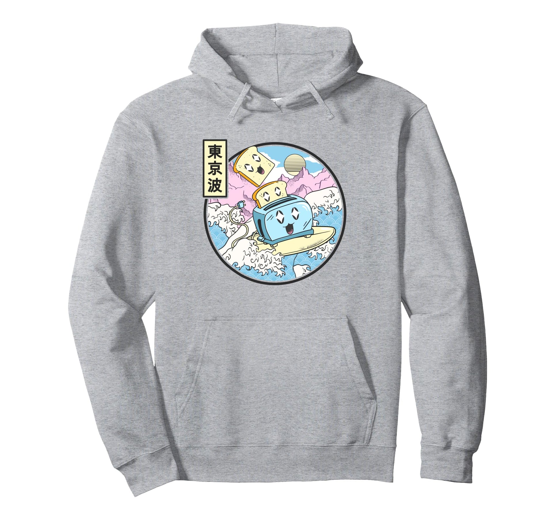 Surfing Toaster Japan Waves Kawaii Hoodie - Graphic Print Men Women - T-Shirt, Sweatshirt, Hoodie